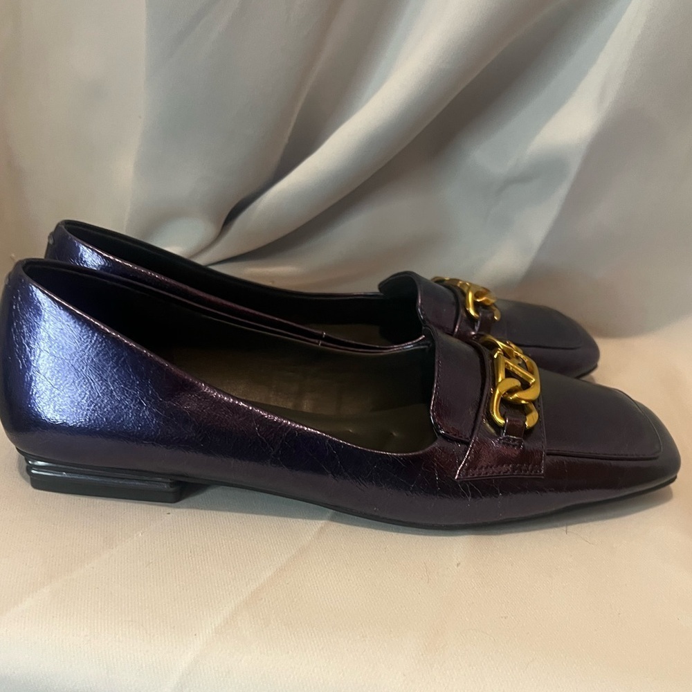 Franco Sarto Purple and Gold Flats with Chain Detail - Picture 4 of 14
